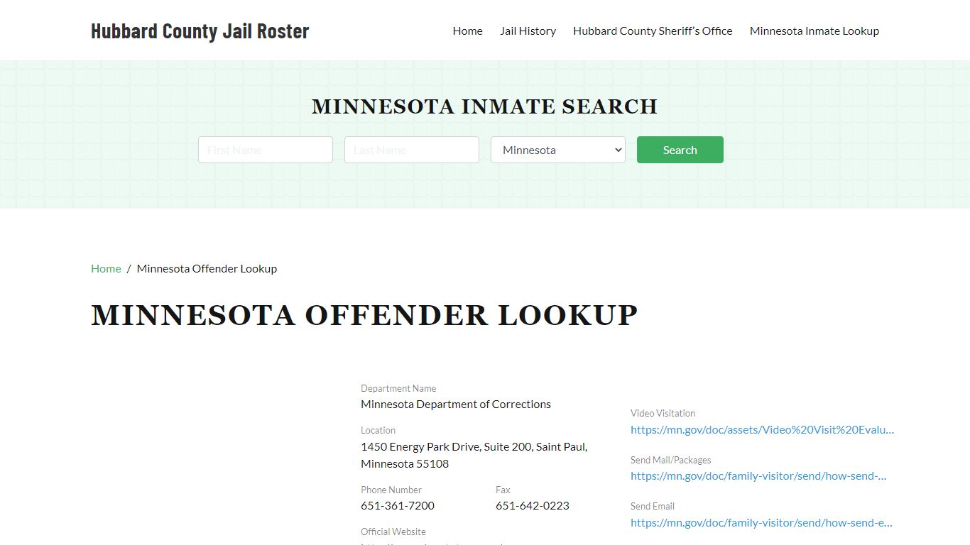 Minnesota Inmate Search, Jail Rosters - Hubbard County Jail